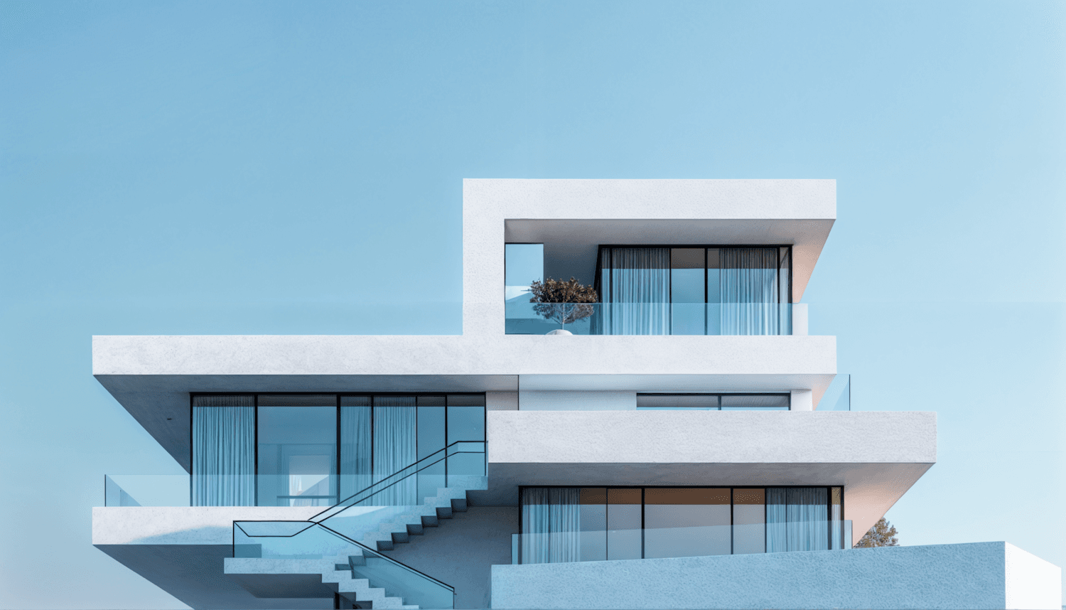Modern building with a glass facade and a clear geometric form